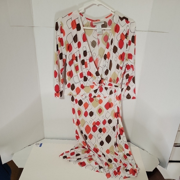 Chadwicks size 6 multicolor dress with geometric design wraps in the front - Picture 1 of 4